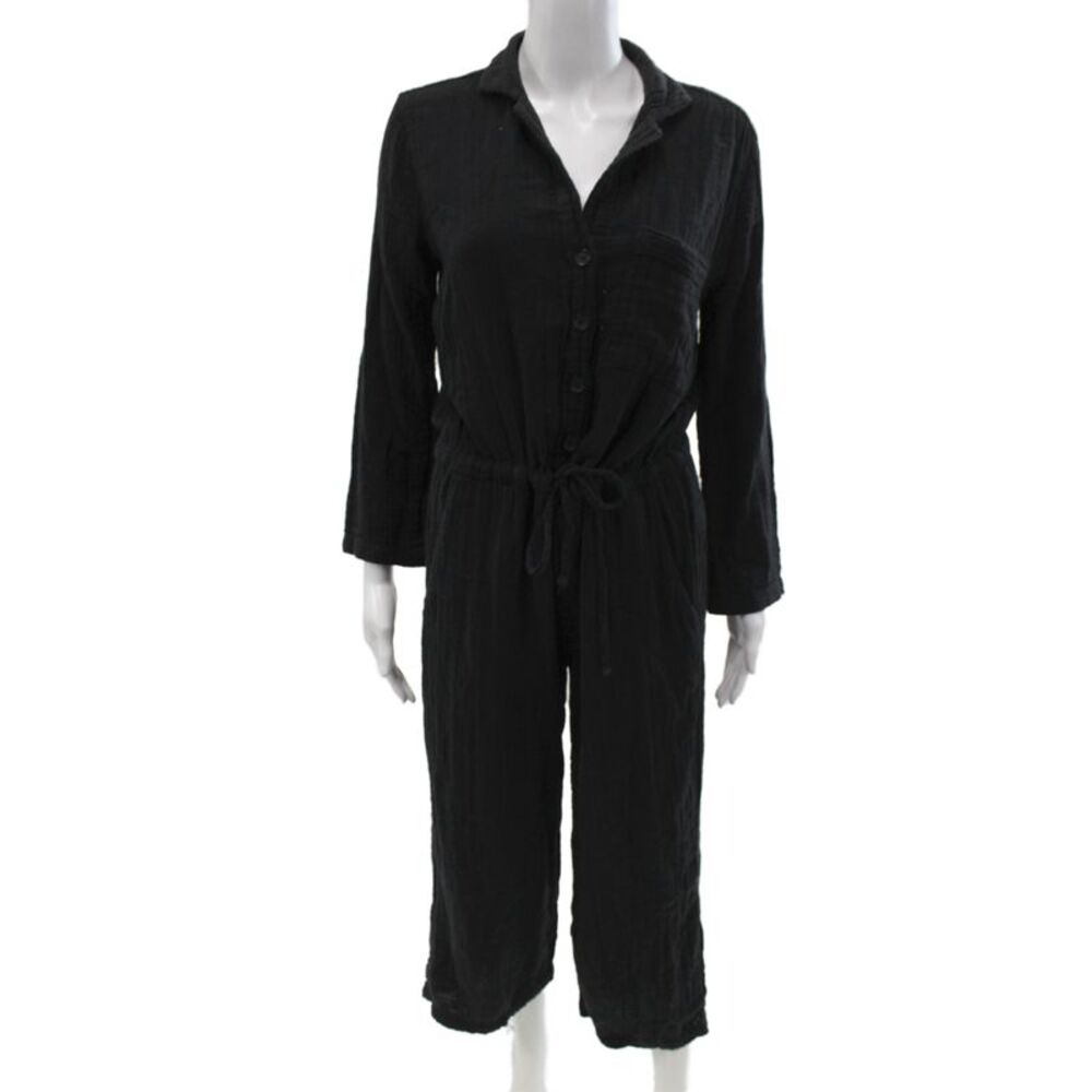 Velvet by Graham & Spencer Women Black Collared Long Sleeve Jumpsuit Size XS